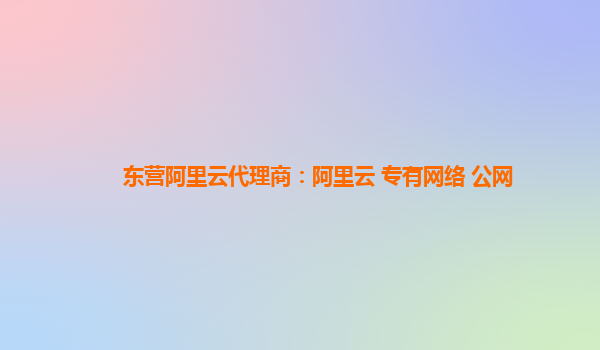 东营阿里云代理商：阿里云 专有网络 公网