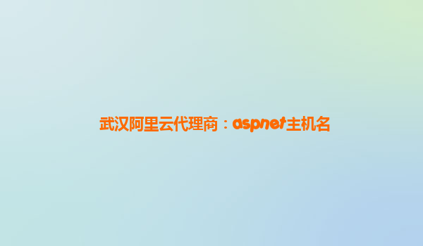 武汉阿里云代理商：aspnet主机名