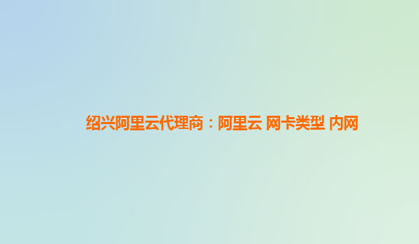 绍兴阿里云代理商：阿里云 网卡类型 内网