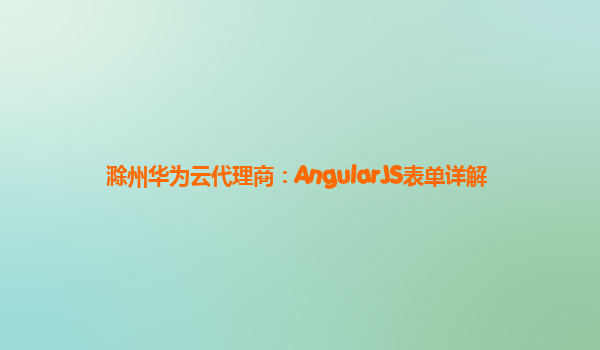 滁州华为云代理商：AngularJS表单详解