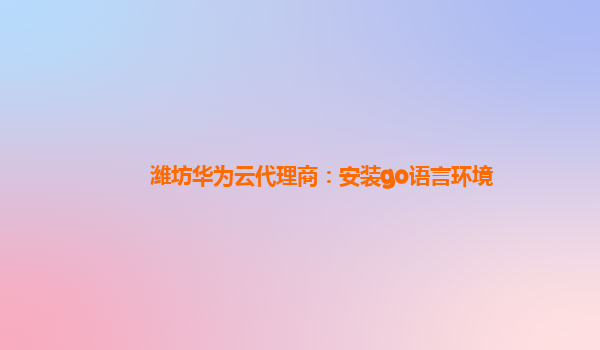 潍坊华为云代理商：安装go语言环境