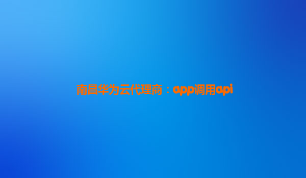 南昌华为云代理商：app调用api