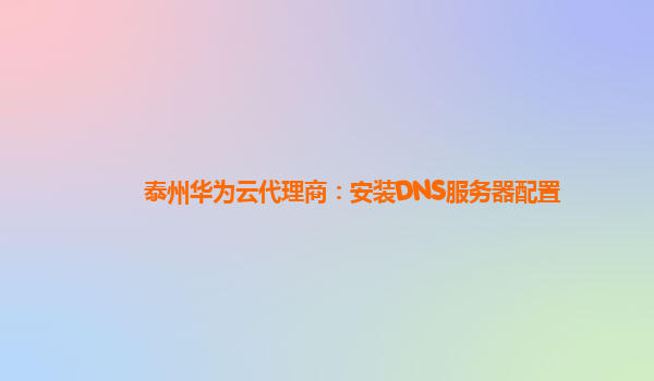 泰州华为云代理商：安装DNS服务器配置