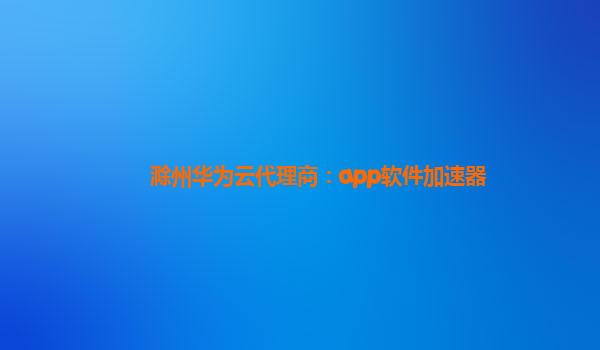 滁州华为云代理商：app软件加速器