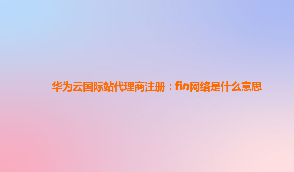 华为云国际站代理商注册：fin网络是什么意思