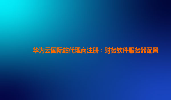 华为云国际站代理商注册：财务软件服务器配置