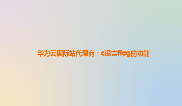 华为云国际站代理商：c语言flag的功能