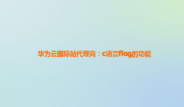 华为云国际站代理商：c语言flag的功能