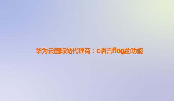 华为云国际站代理商：c语言flag的功能