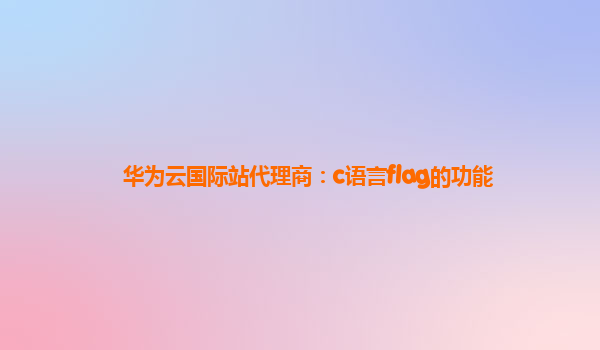 华为云国际站代理商：c语言flag的功能