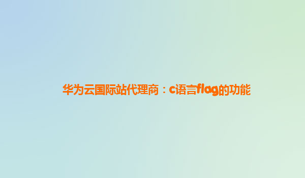 华为云国际站代理商：c语言flag的功能