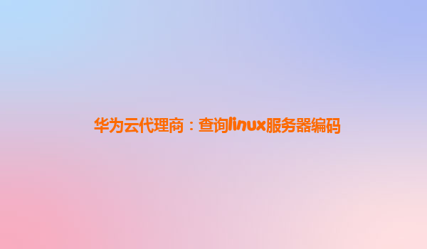 华为云代理商：查询linux服务器编码