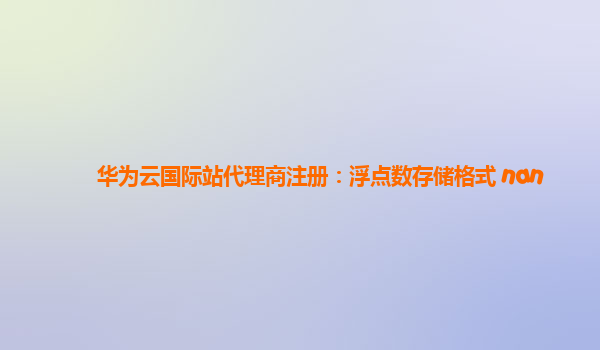 华为云国际站代理商注册：浮点数存储格式 nan