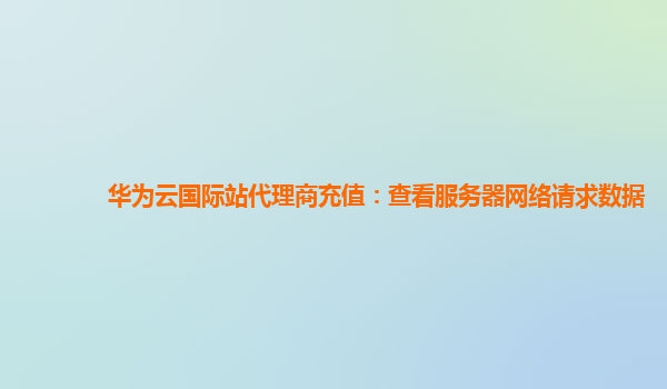 华为云国际站代理商充值：查看服务器网络请求数据