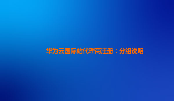 华为云国际站代理商注册：分组说明