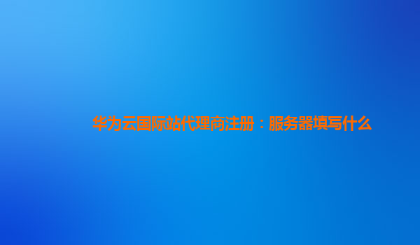 华为云国际站代理商注册：服务器填写什么