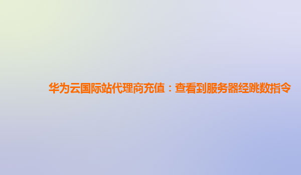 华为云国际站代理商充值：查看到服务器经跳数指令