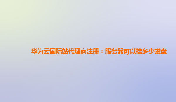 华为云国际站代理商注册：服务器可以挂多少磁盘