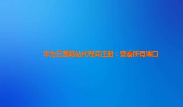 华为云国际站代理商注册：查看所有端口