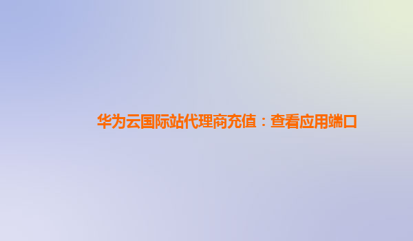 华为云国际站代理商充值：查看应用端口