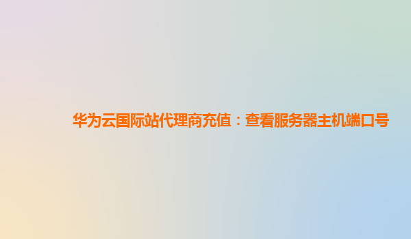 华为云国际站代理商充值：查看服务器主机端口号