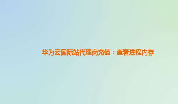 华为云国际站代理商充值：查看进程内存