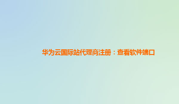 华为云国际站代理商注册：查看软件端口