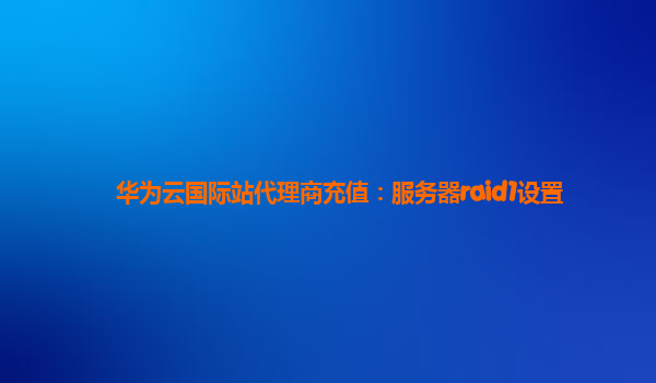 华为云国际站代理商充值：服务器raid1设置