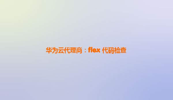 华为云代理商：flex 代码检查