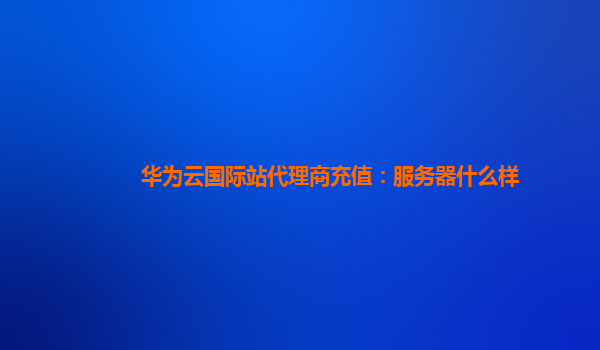 华为云国际站代理商充值：服务器什么样