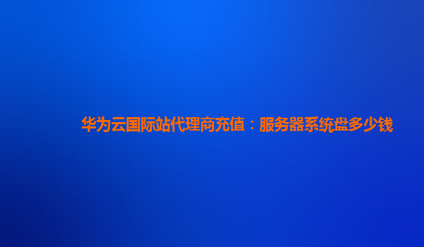 华为云国际站代理商充值：服务器系统盘多少钱