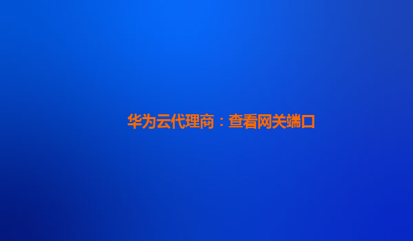 华为云代理商：查看网关端口