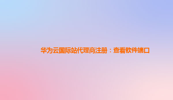 华为云国际站代理商注册：查看軟件端口