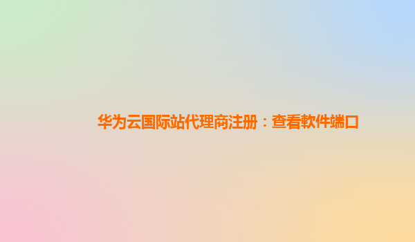 华为云国际站代理商注册：查看軟件端口