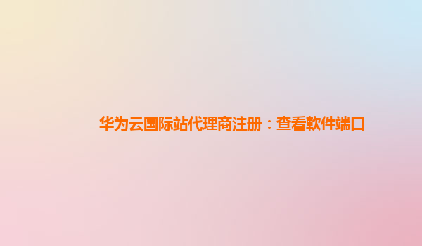 华为云国际站代理商注册：查看軟件端口