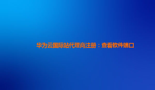 华为云国际站代理商注册：查看軟件端口