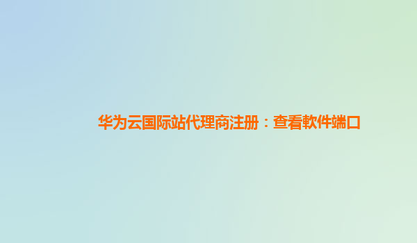 华为云国际站代理商注册：查看軟件端口