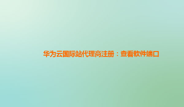 华为云国际站代理商注册：查看軟件端口