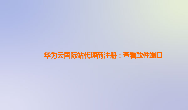 华为云国际站代理商注册：查看軟件端口