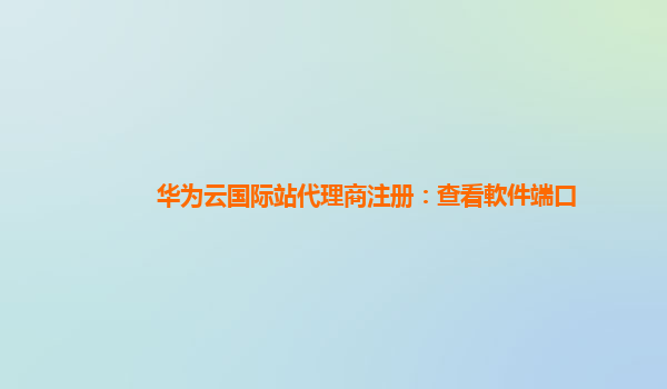 华为云国际站代理商注册：查看軟件端口