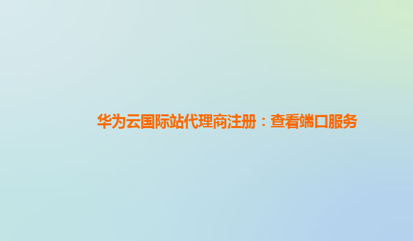 华为云国际站代理商注册：查看端口服务