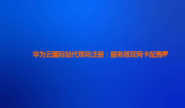 华为云国际站代理商注册：服务器双网卡配置IP