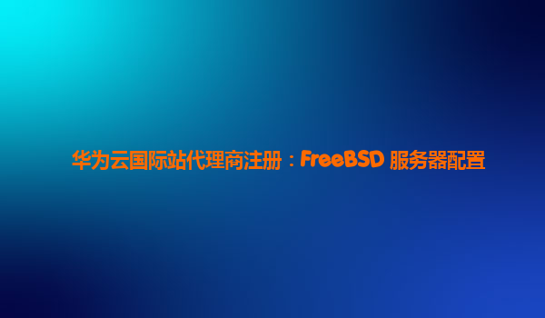 华为云国际站代理商注册：FreeBSD 服务器配置