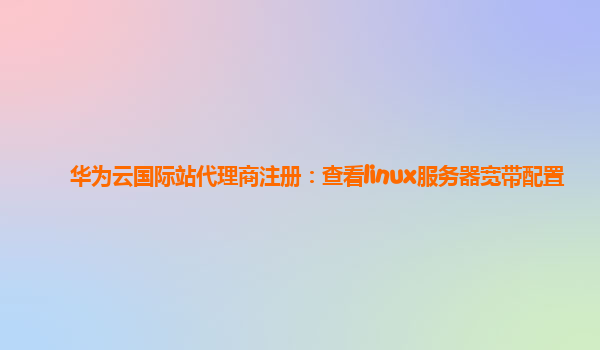 华为云国际站代理商注册：查看linux服务器宽带配置