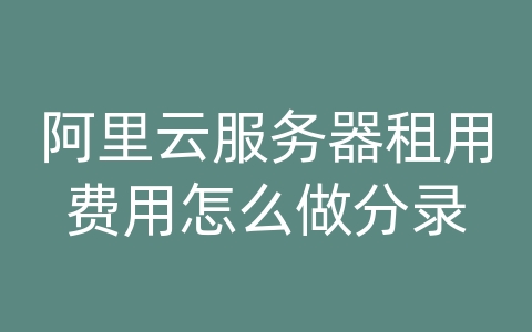 阿里云服务器租用费用怎么做分录