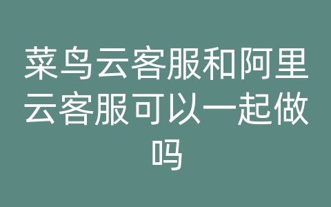 菜鸟云客服和阿里云客服可以一起做吗