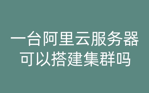 一台阿里云服务器可以搭建集群吗