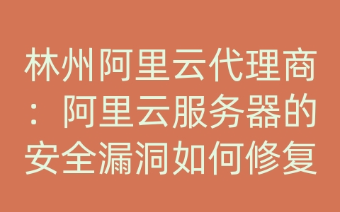 林州阿里云代理商：阿里云服务器的安全漏洞如何修复？