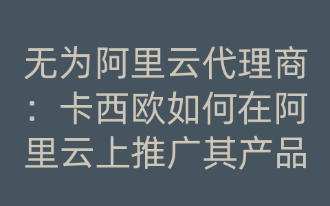 无为阿里云代理商：卡西欧如何在阿里云上推广其产品？