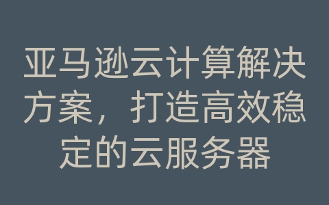 亚马逊云计算解决方案，打造高效稳定的云服务器